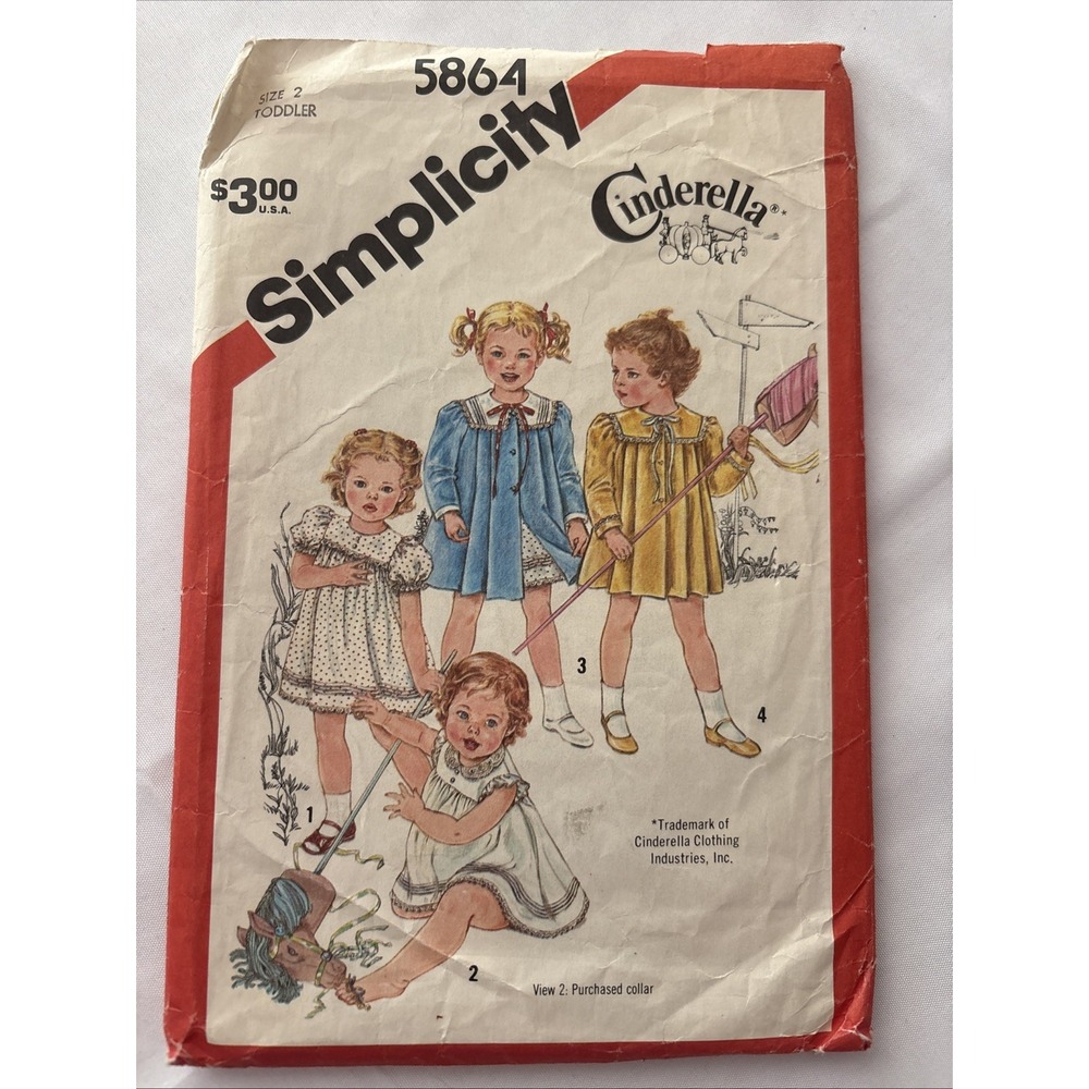 Vintage 1982 Simplicity Pattern 5864 Cinderella Dress Coat Size 2 Toddler CUT